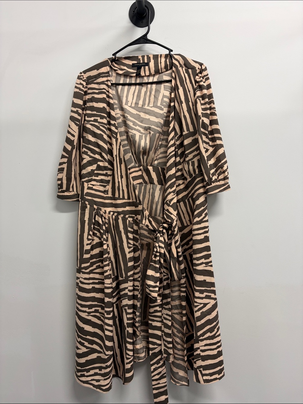 Banana Republic Women’s Wrap Dress in Beige and Brown Zebra Print